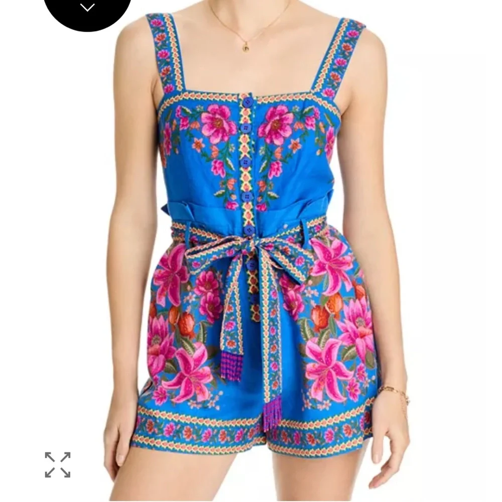 NWT Farm Rio Floral Blue Romper - Picture 1 of 8